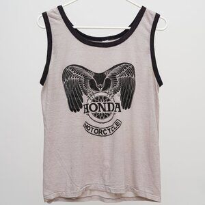 Vintage Honda Motorcycle Tank Top Small Gray and Black